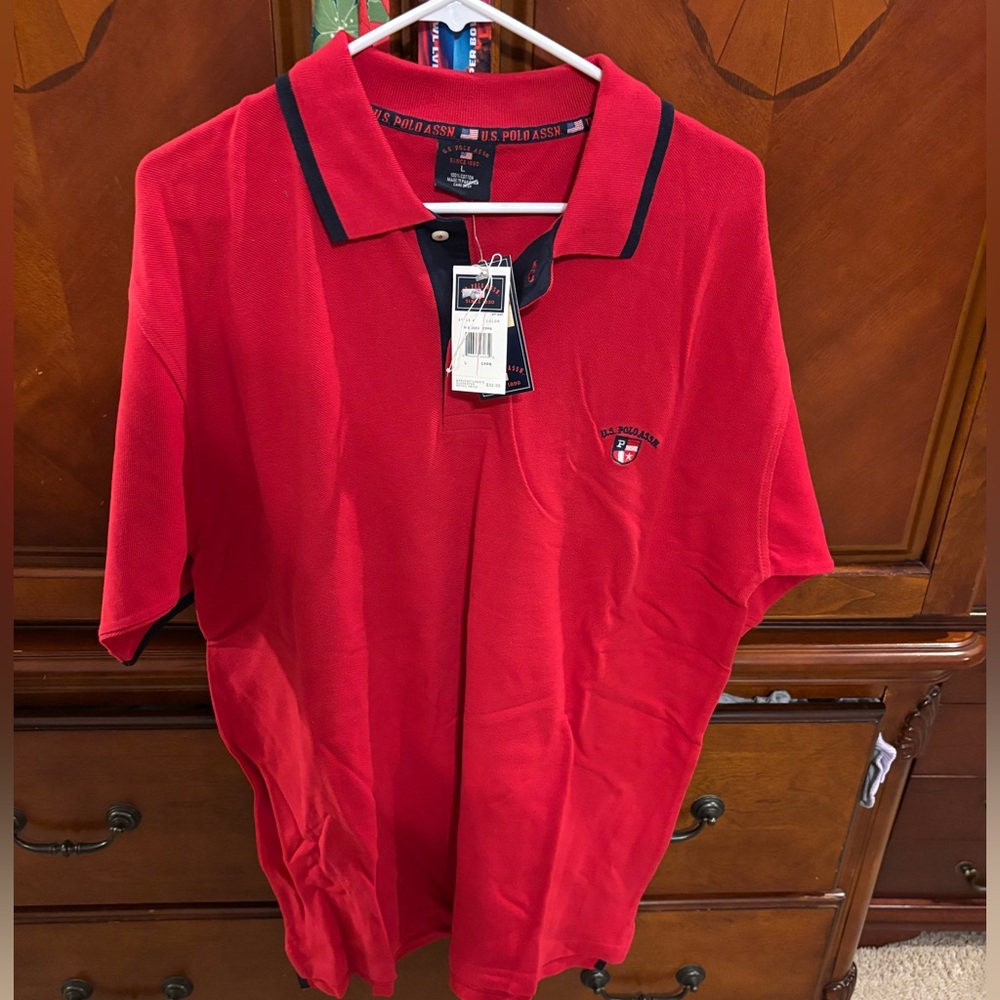 U.S. Polo Assn. Red Polo with Navy Contrast Trim